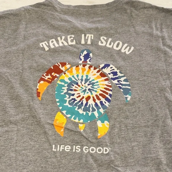 Life Is Good Gray T-Shirt with Colorful Logo - Take it Slow - Picture 10 of 11